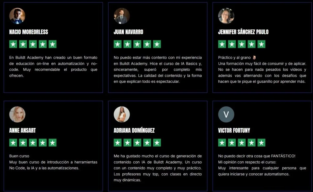 TRustPilot2 1024x627 1 2025: ¿Vale la pena el innovador curso de IA Iniciación Automation Starter de Buildt Academy IA? 😀